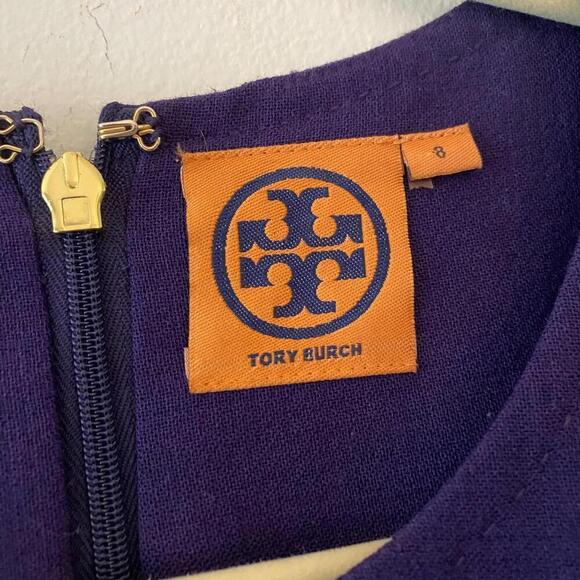 TORY BURCH purple wool knee length shift dress - Picture 6 of 7